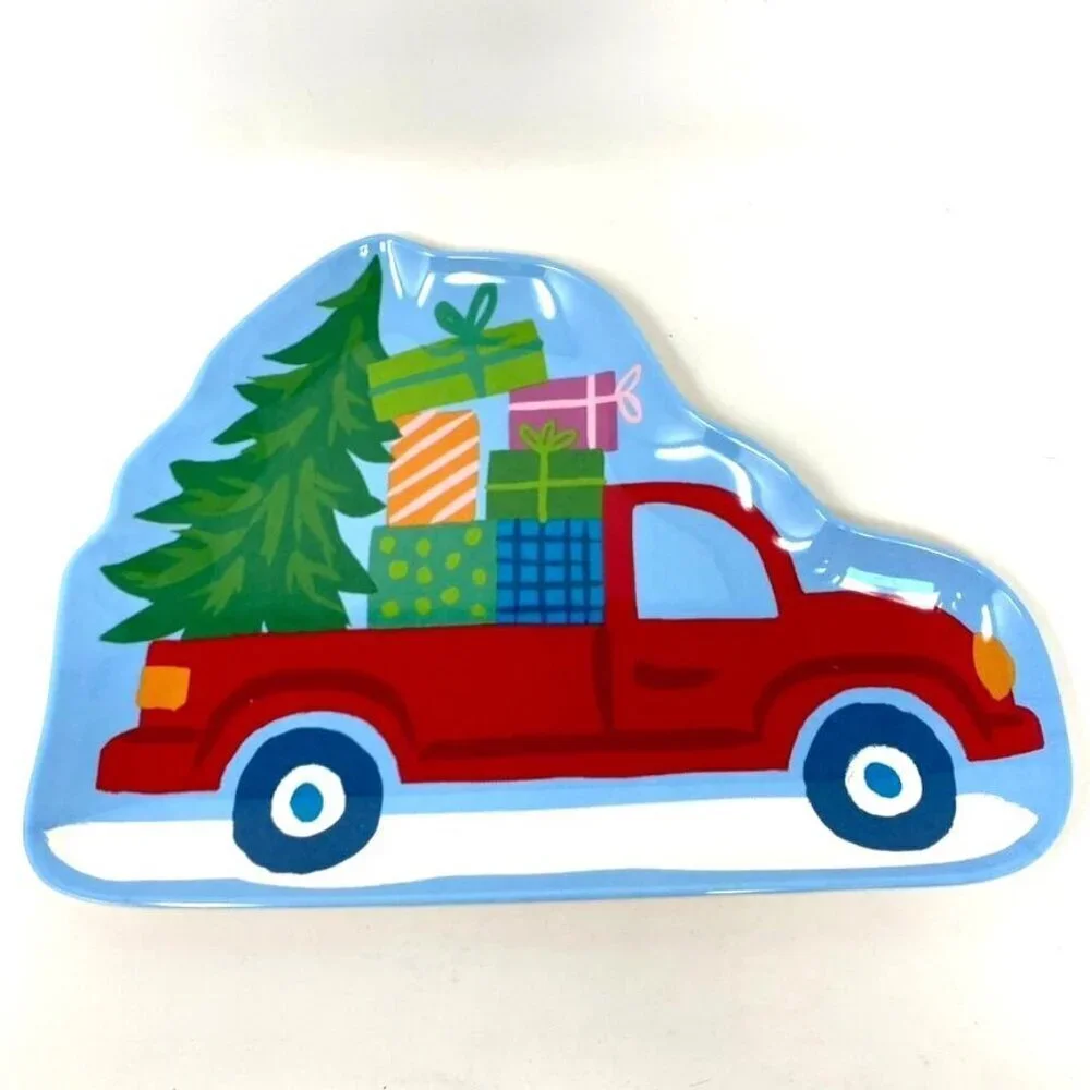 Target Figural Plate Red Truck Christmas Tree Presents Melamine Kids Holiday